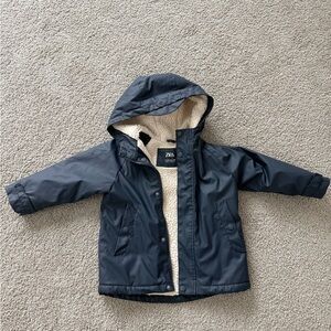 Zara Kids Dark Blue Hooded Raincoat